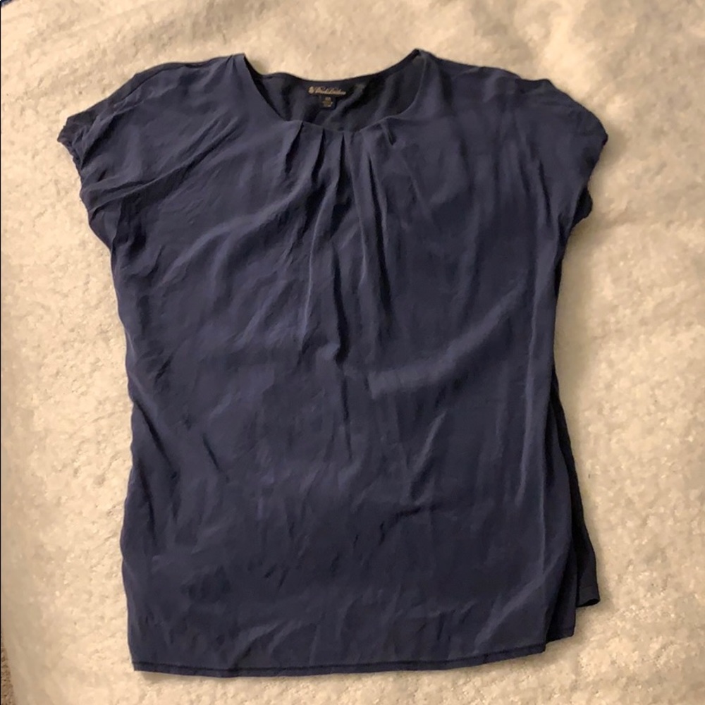 Brooks Brothers navy short sleeved blouse